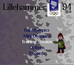 Winter Olympic Games - Lillehammer '94 (USA) (En,Fr,De,Es,It,Pt,Sv,No) Title Screen